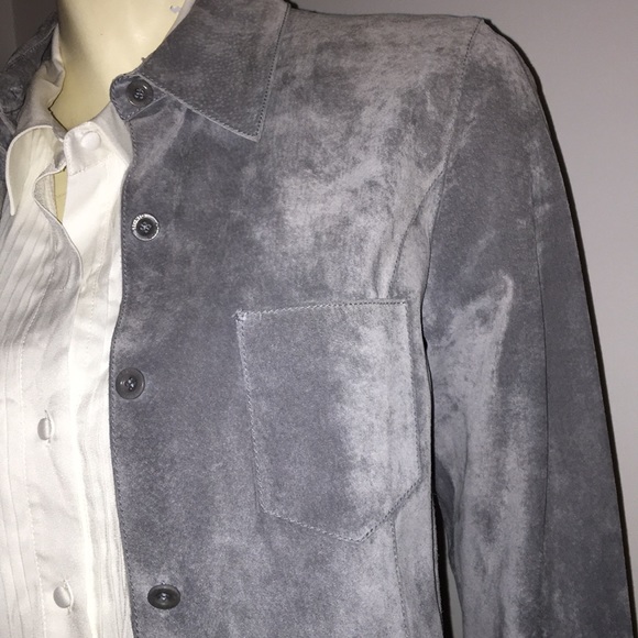 Light grey suede collared button up shirt jacket size xs - Picture 3 of 8